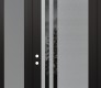 Modern Steel Front Door Diamond C6 48" x 96" black/black mirrored Glass Panel stainless steel RHI with Sidelite and Transom frosted Glass