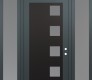Modern Steel Front Door Diamond C5 68" x 96" anthracite/anthracite frosted Glass Panel black LHI with 2 Sidelites and Transom frosted Glass