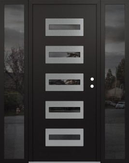 Diamond D4 68" x 80" black/black Mirrored Glass Panel stainless steel LHI with 2 Sidelites Mirrored Glass
