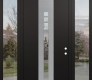 DIAMOND A4 60" X 96" BLACK/BLACK CLEAR GLASS PANEL STAINLESS STEEL RHI WITH 2 SIDELITES AND TRANSOM CLEAR GLASS