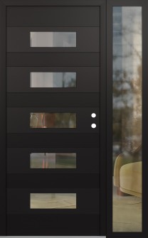 Diamond D5 52" x 80" black/black clear Glass Panel black LHI with Sidelite clear Glass