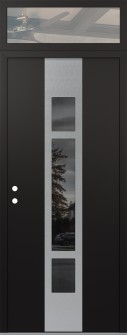 DIAMOND A9 36" X 96" BLACK/BLACK MIRRORED GLASS PANEL STAINLESS STEEL RHI WITH TRANSOM CLEAR GLASS
