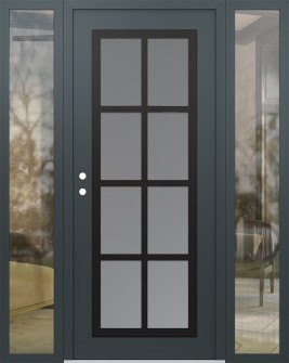 Diamond C16 60" x 80" anthracite/anthracite frosted Glass Panel black RHI with 2 Sidelites clear Glass