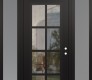 Modern Steel Front Door Diamond C16 68" x 96" black/black clear Glass Panel black LHI with 2 Sidelites and Transom frosted Glass