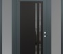 Modern Steel Front Door Diamond C6 64" x 96" anthracite/anthracite mirrored Glass Panel black LHI with 2 Sidelites and Transom frosted Glass