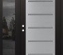 Modern Steel Front Door Diamond C11 52" x 80" black/white frosted Glass Panel stainless steel RHI with Sidelite mirrored Glass