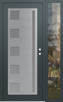 Diamond C3 48" x 80" anthracite/anthracite frosted Glass Panel stainless steel LHI with Sidelite clear Glass