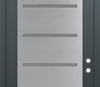 Modern Steel Front Door Diamond C11 36" x 96" anthracite/anthracite frosted Glass Panel stainless steel LHI with Transom frosted Glass