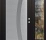 Modern Steel Front Door Diamond C4 50" x 80" black/white frosted Glass Panel stainless steel LHI with Sidelite clear Glass
