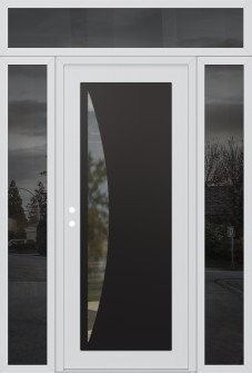 Diamond C13 64" x 96" white/white clear Glass Panel black RHI with 2 Sidelites and Transom mirrored Glass