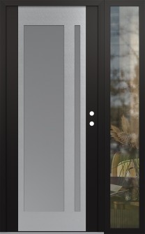 Diamond C15 52" x 80" black/white frosted Glass Panel stainless steel LHI with Sidelite clear Glass