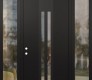 Modern Steel Front Door DIAMOND A8 64" X 96" BLACK/BLACK CLEAR GLASS PANEL BLACK RHI WITH 2 SIDELITES AND TRANSOM CLEAR GLASS