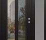 Modern Steel Front Door Diamond C14 52" x 80" black/black clear Glass Panel black LHI with Sidelite frosted Glass