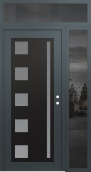 Diamond C3 50" x 96" anthracite/anthracite frosted Glass Panel black LHI with Sidelite and Transom mirrored Glass