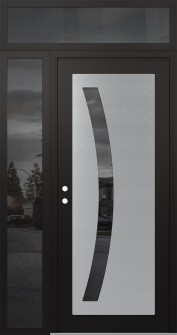 Diamond C4 50" x 96" black/black mirrored Glass Panel stainless steel RHI with Sidelite and Transom mirrored Glass