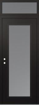 Diamond C1 36" x 96" black/white frosted Glass Panel black RHI with Transom frosted Glass
