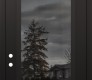 Modern Steel Front Door Diamond C1 36" x 96" black/black mirrored Glass Panel black RHI with Transom clear Glass