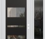 Modern Steel Front Door Diamond C10 48" x 96" white/white clear Glass Panel black LHI with Sidelite and Transom mirrored Glass