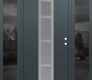 Modern Steel Front Door DIAMOND A10 64" X 80" ANTHRACITE/ANTHRACITE FROSTED GLASS PANEL STAINLESS STEEL LHI WITH 2 SIDELITES MIRRORED GLASS