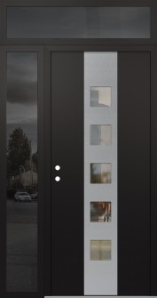 DIAMOND A13 52" X 96" BLACK/BLACK CLEAR GLASS PANEL STAINLESS STEEL RHI WITH SIDELITE AND TRANSOM MIRRORED GLASS