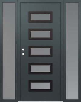 Diamond D1 68" x 80" anthracite/anthracite frosted Glass Panel black RHI with 2 Sidelites frosted Glass