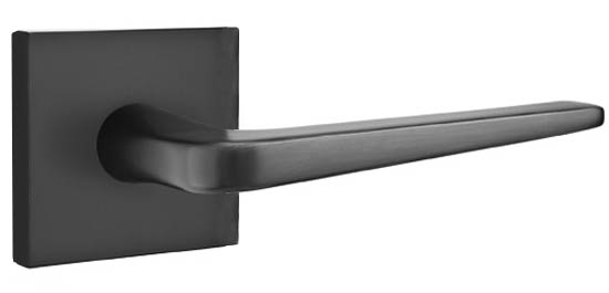 EMTEK ATHENA LEVER WITH SQUARE ROSETTE PRIVACY LH FLAT BLACK (US19) 5210