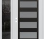 Modern Steel Front Door Diamond C9 52" x 80" white/white frosted Glass Panel black LHI with Sidelite mirrored Glass