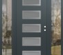 Modern Steel Front Door Diamond D1 68" x 80" anthracite/anthracite frosted Glass Panel stainless steel LHI with 2 Sidelites clear Glass