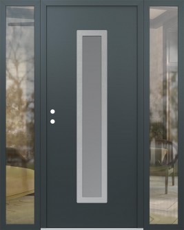 DIAMOND A11 64" X 80" ANTHRACITE/ANTHRACITE FROSTED GLASS PANEL STAINLESS STEEL RHI WITH 2 SIDELITES CLEAR GLASS