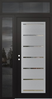 Diamond C11 48" x 96" black/black clear Glass Panel stainless steel RHI with Sidelite and Transom mirrored Glass