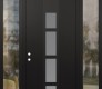 Modern Steel Front Door DIAMOND A10 68" X 96" BLACK/WHITE FROSTED GLASS PANEL BLACK RHI WITH 2 SIDELITES AND TRANSOM CLEAR GLASS
