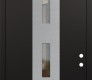 Modern Steel Front Door DIAMOND A7 36" X 96" BLACK/BLACK CLEAR GLASS PANEL STAINLESS STEEL LHI WITH TRANSOM FROSTED GLASS