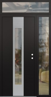 DIAMOND A1 52" X 96" BLACK/BLACK CLEAR GLASS PANEL STAINLESS STEEL LHI WITH SIDELITE AND TRANSOM CLEAR GLASS