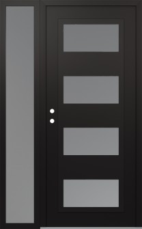 Diamond C2 52" x 80" black/white frosted Glass Panel black RHI with Sidelite frosted Glass