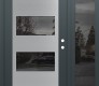 Modern Steel Front Door Diamond C2 48" x 80" anthracite/anthracite mirrored Glass Panel stainless steel LHI with Sidelite mirrored Glass
