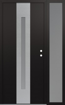 DIAMOND A2 50" X 80" BLACK/WHITE FROSTED GLASS PANEL STAINLESS STEEL LHI WITH SIDELITE FROSTED GLASS