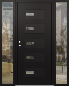 Diamond D7 68" x 80" black/black Clear Glass Panel black RHI with 2 Sidelites Clear Glass