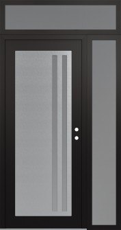 Diamond C6 48" x 96" black/white frosted Glass Panel stainless steel LHI with Sidelite and Transom frosted Glass