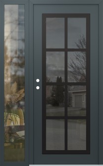 Diamond C16 48" x 80" anthracite/anthracite mirrored Glass Panel black RHI with Sidelite clear Glass