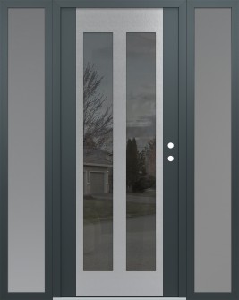 Diamond C14 60" x 80" anthracite/anthracite mirrored Glass Panel stainless steel LHI with 2 Sidelites frosted Glass