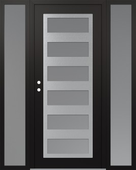 Diamond C9 60" x 80" black/white frosted Glass Panel stainless steel RHI with 2 Sidelites frosted Glass