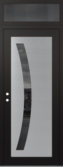 Diamond C4 36" x 96" black/black mirrored Glass Panel stainless steel RHI with Transom mirrored Glass