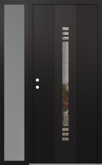 DIAMOND A5 48" X 80" BLACK/BLACK CLEAR GLASS PANEL BLACK RHI WITH SIDELITE FROSTED GLASS