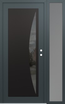 Diamond C13 52" x 80" anthracite/anthracite mirrored Glass Panel black LHI with Sidelite frosted Glass