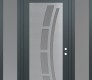Modern Steel Front Door Diamond C12 64" x 96" anthracite/anthracite frosted Glass Panel stainless steel LHI with 2 Sidelites and Transom frosted Glass
