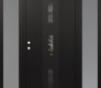 Modern Steel Front Door DIAMOND A7 68" X 80" BLACK/BLACK MIRRORED GLASS PANEL BLACK RHI WITH 2 SIDELITES FROSTED GLASS