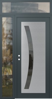 Diamond C4 52" x 96" anthracite/anthracite mirrored Glass Panel stainless steel RHI with Sidelite and Transom clear Glass