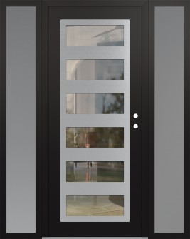 Diamond C9 60" x 80" black/black clear Glass Panel stainless steel LHI with 2 Sidelites frosted Glass