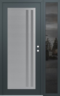 Diamond C6 50" x 80" anthracite/anthracite frosted Glass Panel stainless steel LHI with Sidelite mirrored Glass