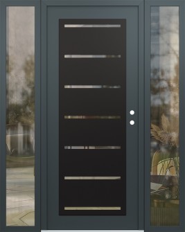 Diamond C11 60" x 80" anthracite/anthracite clear Glass Panel black LHI with 2 Sidelites clear Glass